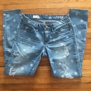 Gap polka dot distressed jeans